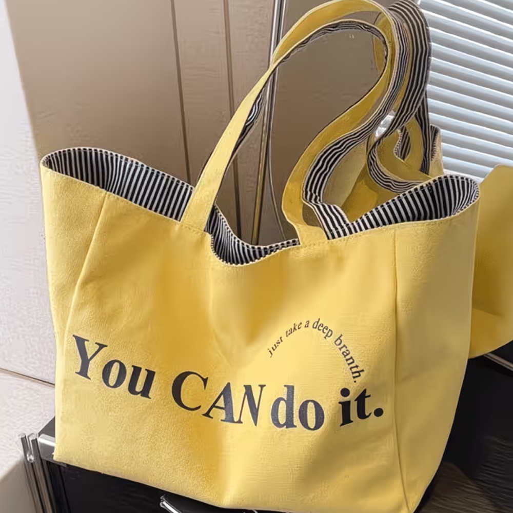 Travel Accessories Tech - Fashionable Striped Printed Letter Double-Sided Shopping